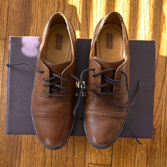 Johnston & Murphy Brown Leather Oxford Shoes - Picture 3 of 7